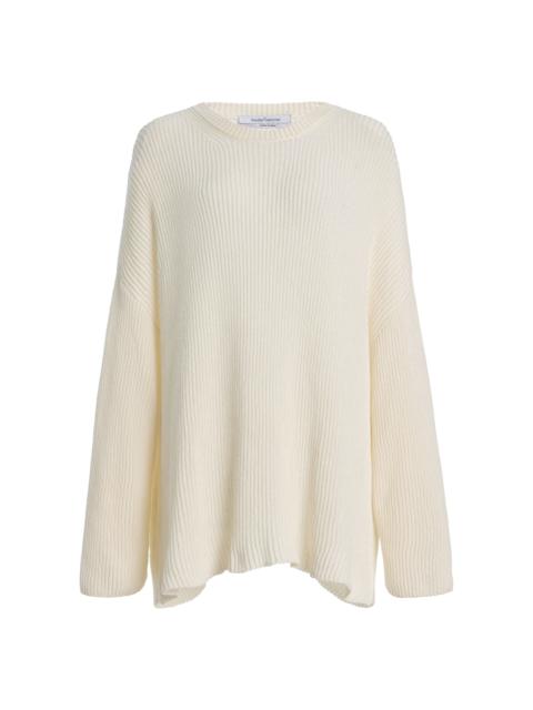 Another Tomorrow Draped Knitted Cotton-Blend Sweater