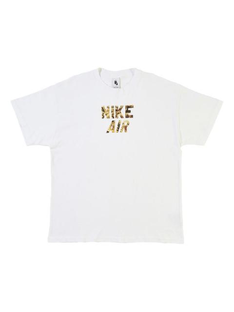 Men's Nike AF1 Round Neck Loose Casual Sports Short Sleeve White T-Shirt 'White Camo' CJ1783-100