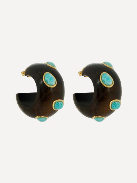 LIZZIE FORTUNATO Gold-Plated Acacia Amazonite Hoop Earrings