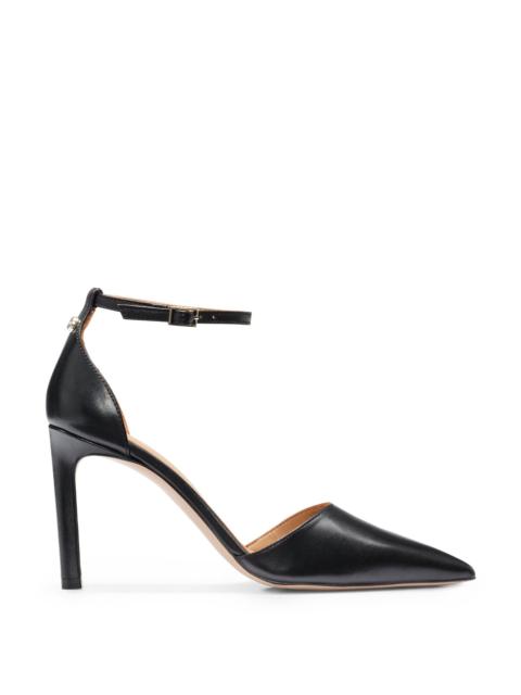 BOSS HIGH-HEELED PUMPS IN LEATHER WITH MONOGRAM TRIM