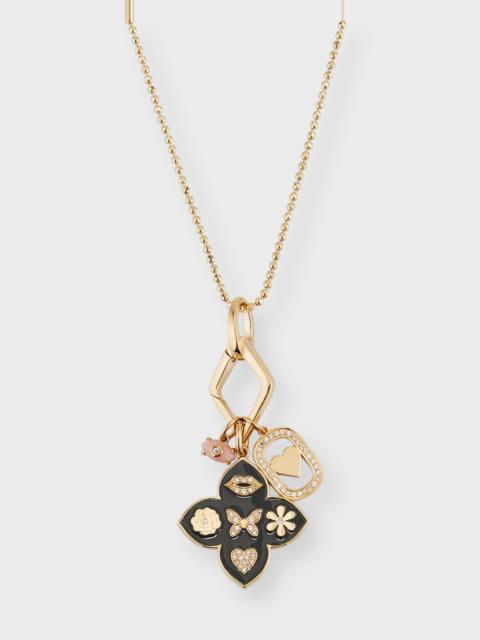 SYDNEY EVAN 14K Yellow Gold Enamel Icon Moroccan Flower Pendant Necklace with Diamonds