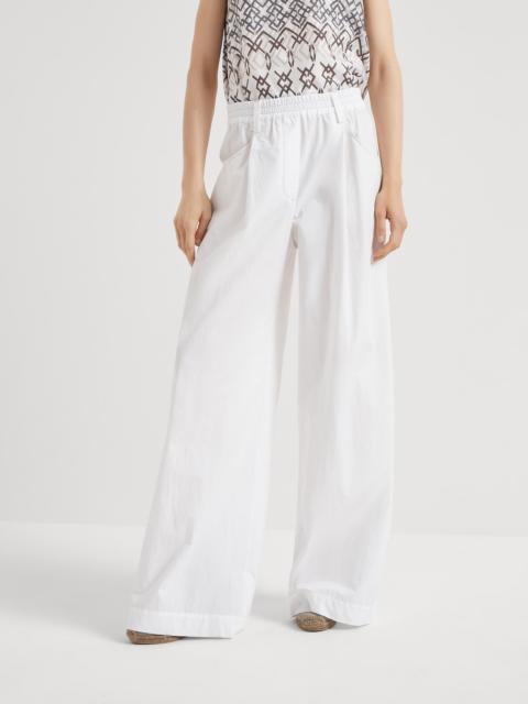 Lightweight wrinkled cotton poplin loose five-pocket trousers