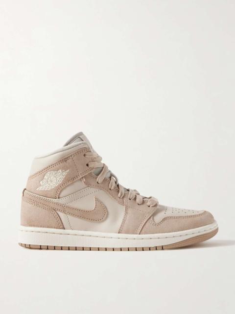 Jordan Air Jordan 1 Mid SE washed-suede and leather sneakers
