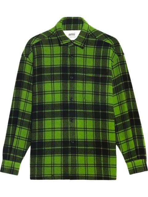 AMI Paris logo-print plaid-patterned shirt