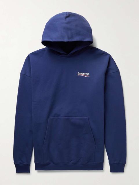 BALENCIAGA Oversized Distressed Logo-Embroidered Cotton-Jersey Hoodie