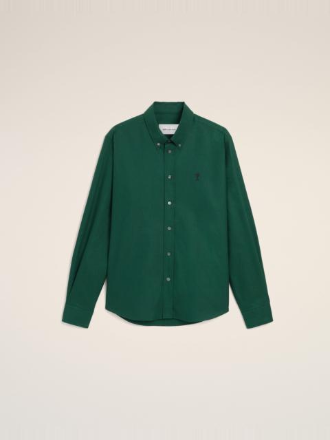 AMI Paris GREEN COTTON SHIRT WITH AMI DE COEUR