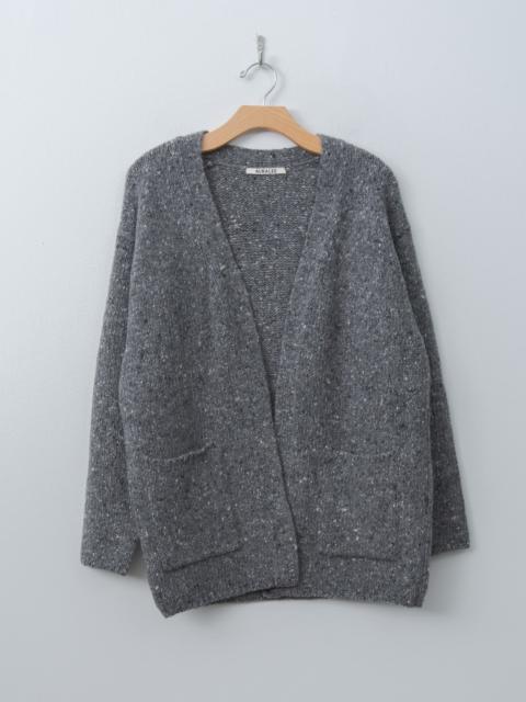 AURALEE Low-Gauge Homespun Tweed Knit Cardigan - Top Charcoal