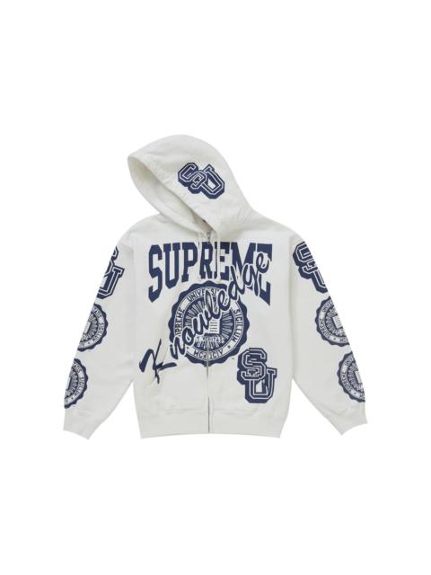 Supreme Knowledge Reigns Zip Up Hooded Sweatshirt White