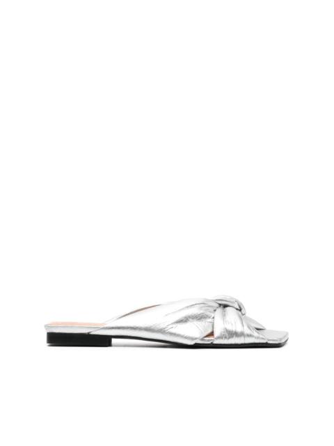 GANNI metallic-finish knot-detail flats