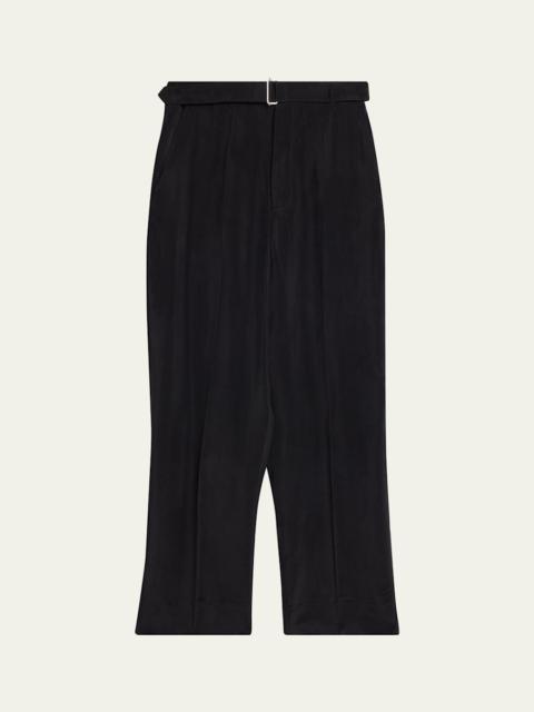 OFFICINE GÉNÉRALE Men's Nash Japanese Cupro Wide-Leg Pants