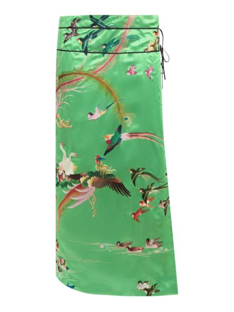 CONNER IVES Tapestry Patterned Silk Midi Skirt green