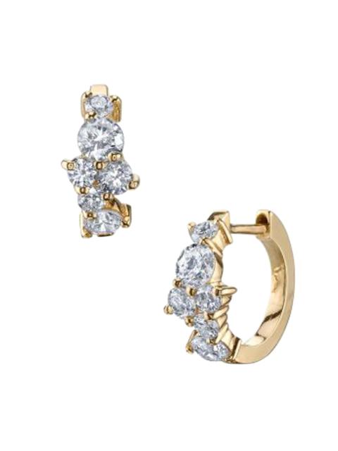 SYDNEY EVAN Women's 14K Yellow Gold & Diamond Small Bar Cocktail Huggie Hoop Earrings