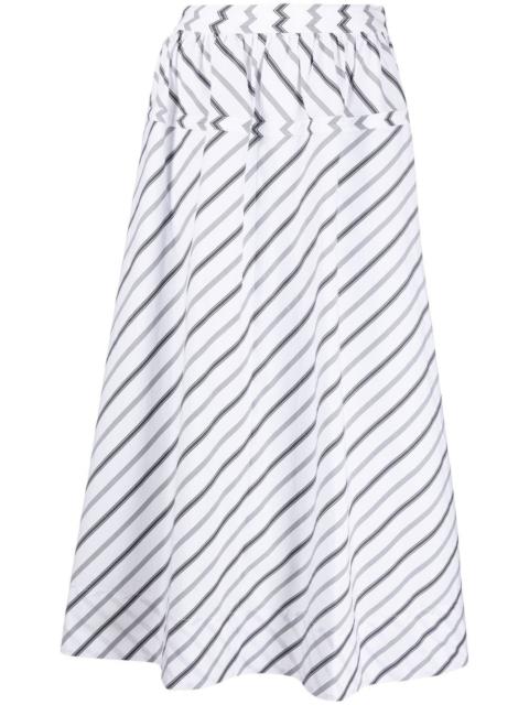 TORY BURCH Variegated striped poplin skirt