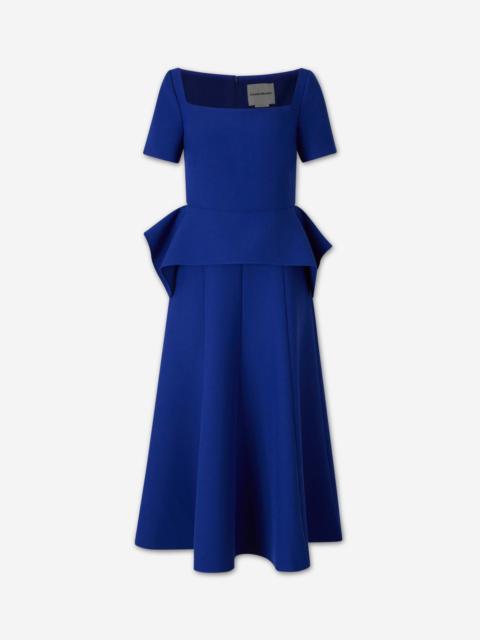 ROLAND MOURET PEPLUM MIDI DRESS