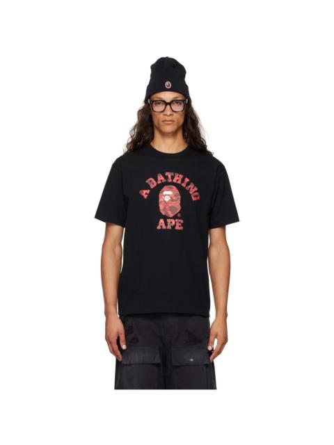 A BATHING APE® Black Color Camo College T-Shirt