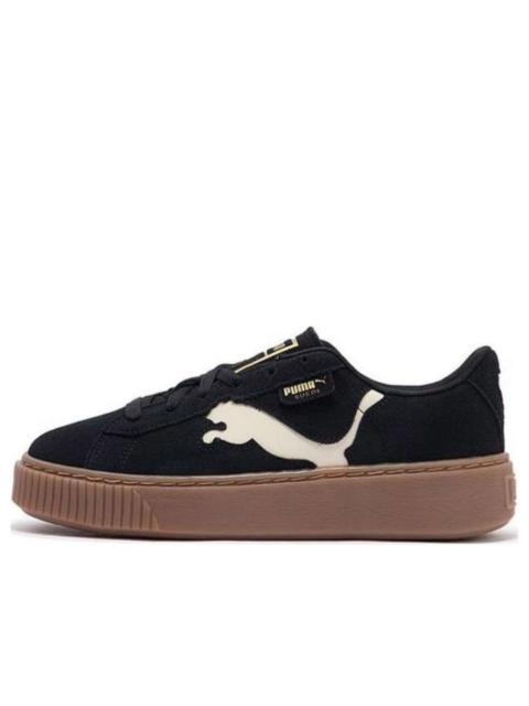 PUMA (WMNS) PUMA Suede Platform Cutout 'Black White Brown' 397233-01