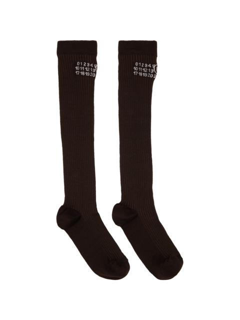 MM6 Maison Margiela Brown Knee-High Socks