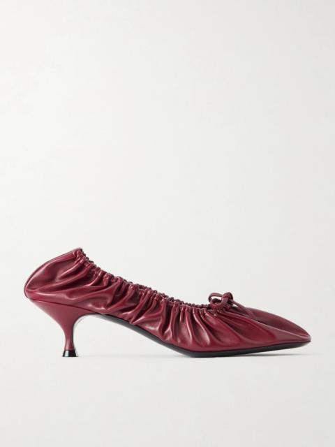 herbert levine Gather Around 55 Bow-detailed Gathered Leather Pumps