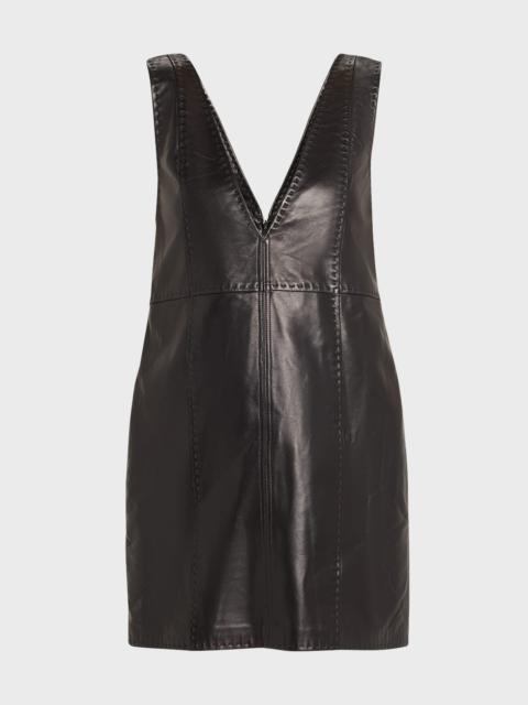 ULLA JOHNSON Marta Leather Mini Pinafore Dress