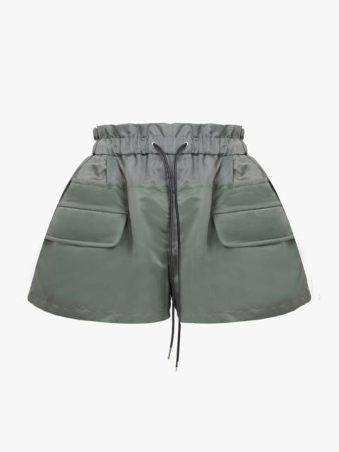 DRAWSTRING PUFFED SHORT | KHAKI/ORANGE