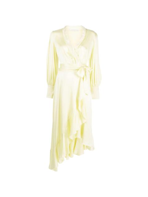 long-sleeve wrap silk minidress