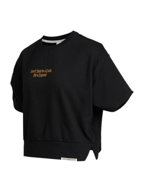 Nike (WMNS) Nike Slogan Alphabet Printing Round Neck Sports Short Sleeve Black T-Shirt DC5310-010