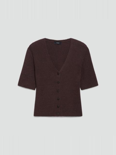 Theory Slim Cardigan in Ribbed Cotton