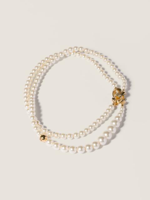 Miu Miu Metal and pearl necklace