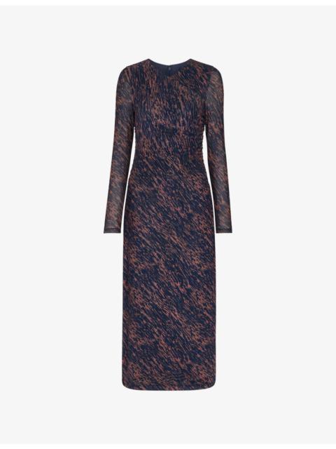 WHISTLES Abstract Marks Mesh Midi Dress