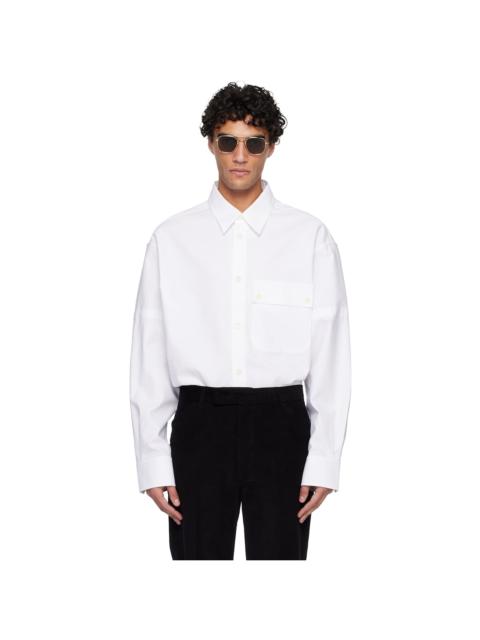 Thom Browne White Opique Double Needle Armband Oversized Shirt