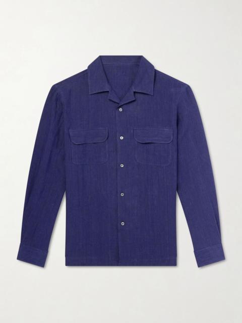 THOM SWEENEY Linen Shirt Navy