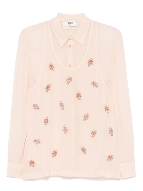FENDI Embroidered Georgette Shirt