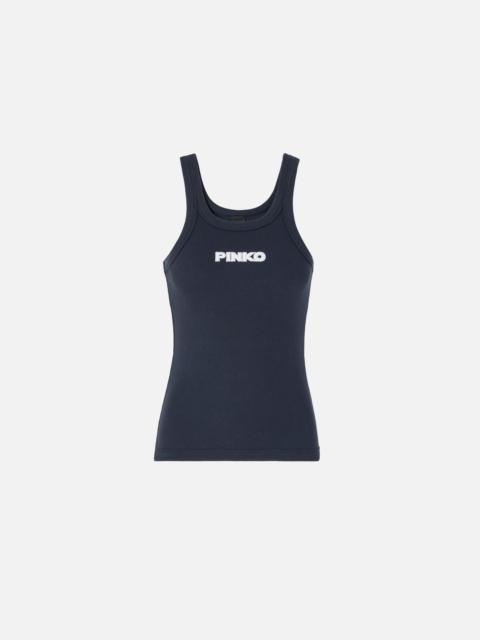 PINKO RIBBED VEST TOP WITH PINKO 3D LOGO