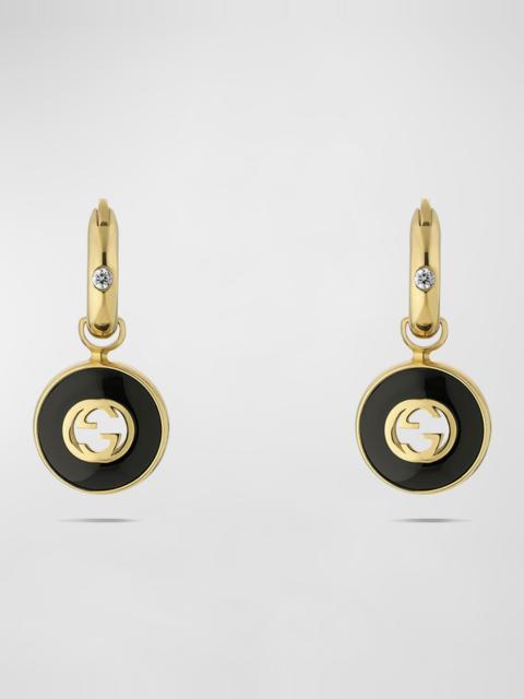 Interlocking G Onyx Hoop Earrings in 18K Yellow Gold