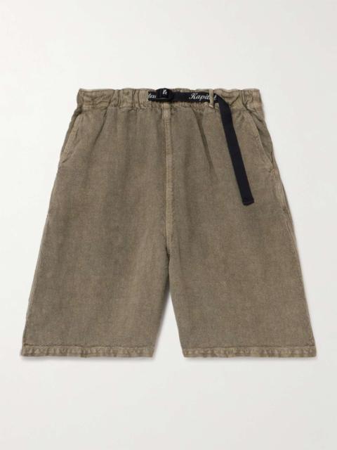 Easy Straight-Leg Belted Linen-Canvas Shorts
