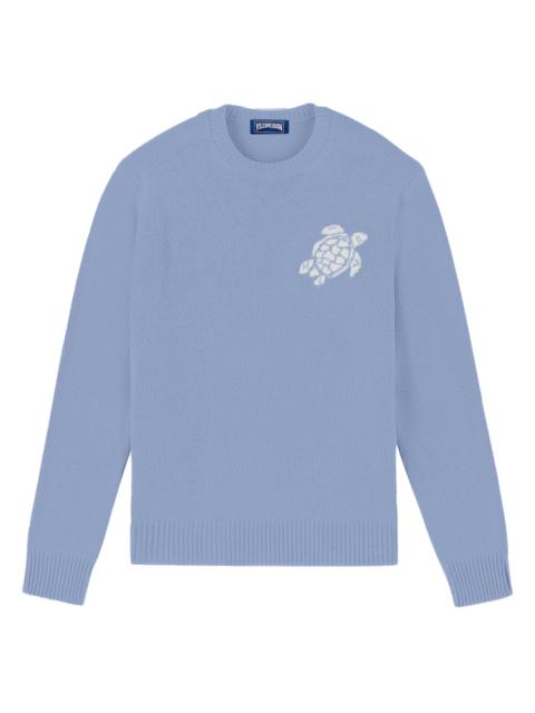 Vilebrequin Men's Turtle Cotton-Cashmere Crewneck Sweater - Cyan