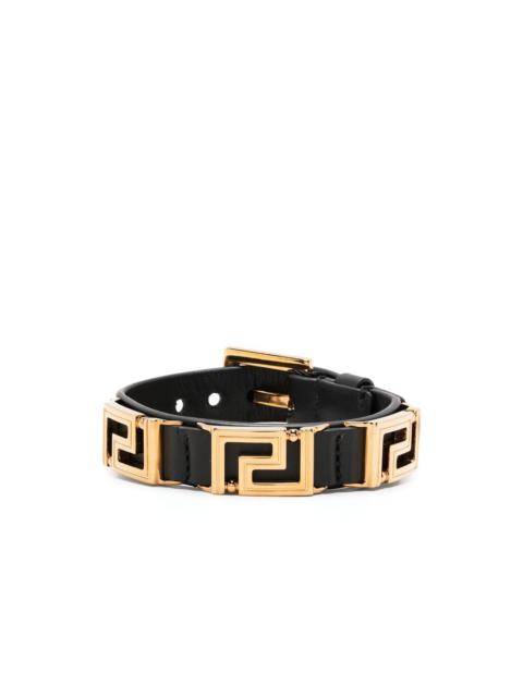 Greca-charm leather bracelet