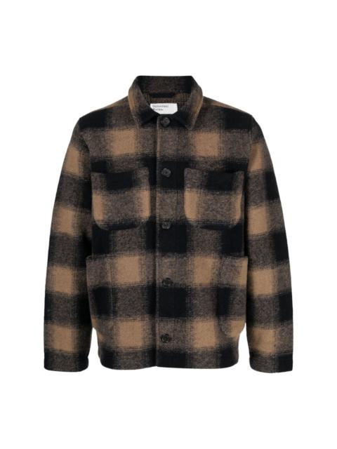check-pattern felted shirt jacket