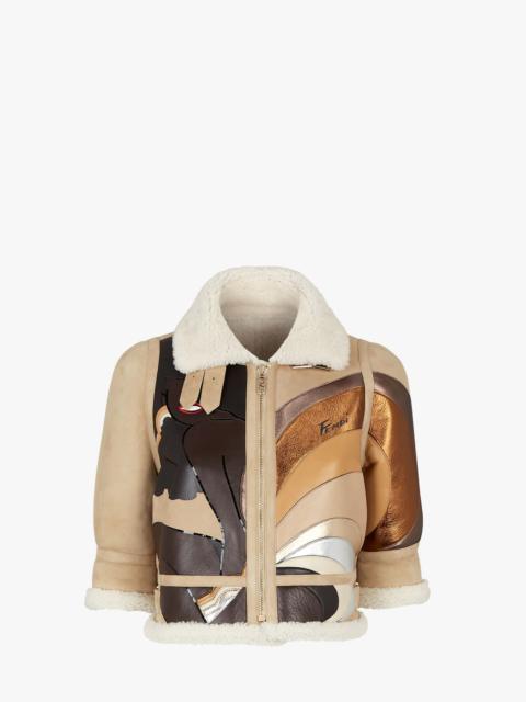 FENDI Beige leather bomber