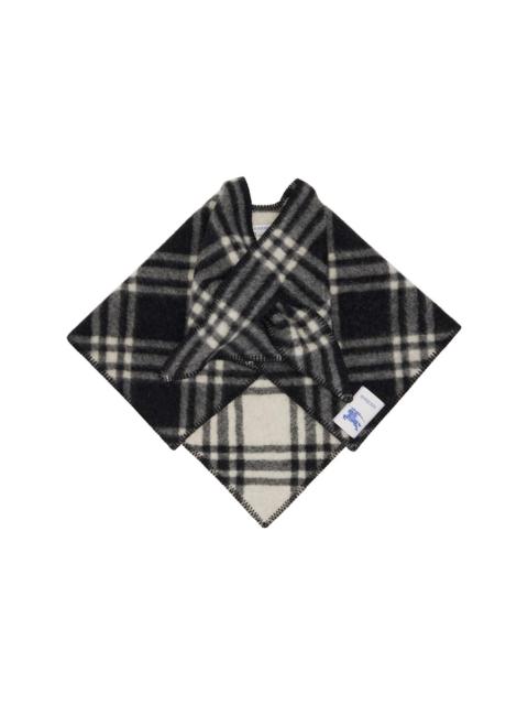 Burberry Black & White Check Wool Capelet Scarf