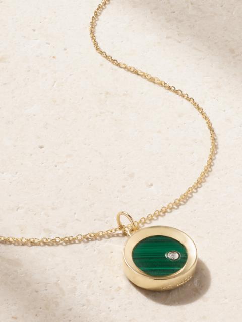 MATEO 14-karat Gold, Malachite And Diamond Necklace