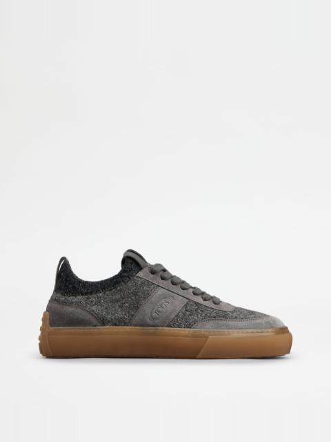 SNEAKERS IN SUEDE AD KNIT - GREY