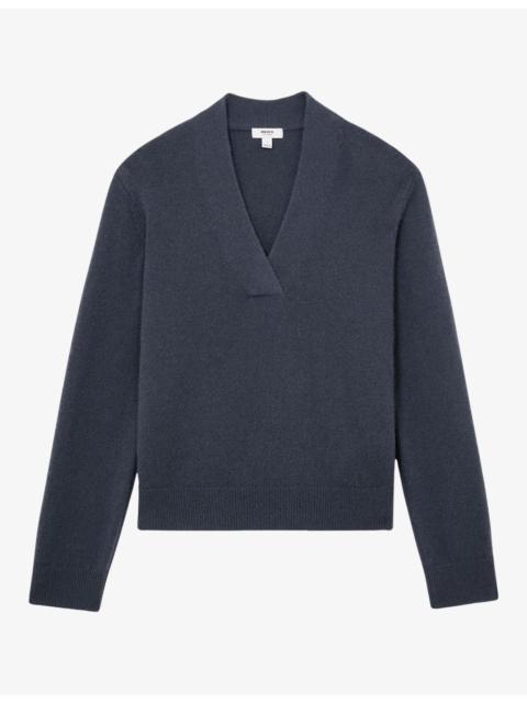 REISS Blanche Shawl-Neck Cashmere Jumper