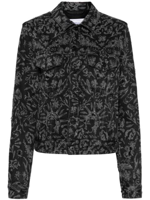 Off-White Tattoo distressed denim jacket