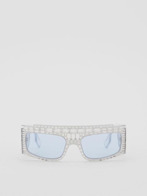 Burberry Crystal Rectangular Frame Sunglasses