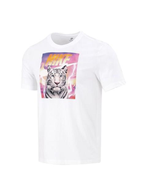 Nike Men's Nike Printing Sports Breathable Round Neck Short Sleeve White T-Shirt DJ1406-100