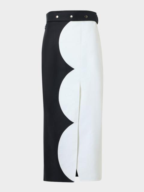AKRIS Colorblock Double-Face Midi Pencil Skirt