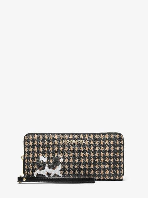 MICHAEL KORS Jet Set Travel Houndstooth Print Continental Wristlet