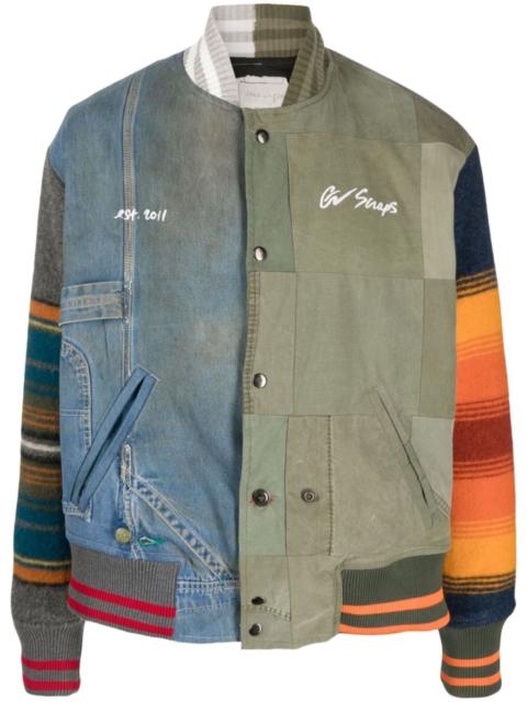 Greg Lauren colour-block panelled bomber jacket