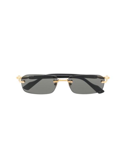 rimless rectangle-frame sunglasses